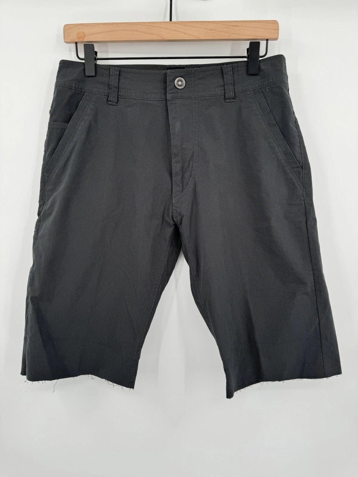 Kuhl Shorts Mens 30 Gray Canvas Slax Straight Leg Hiking Climbing Workwear