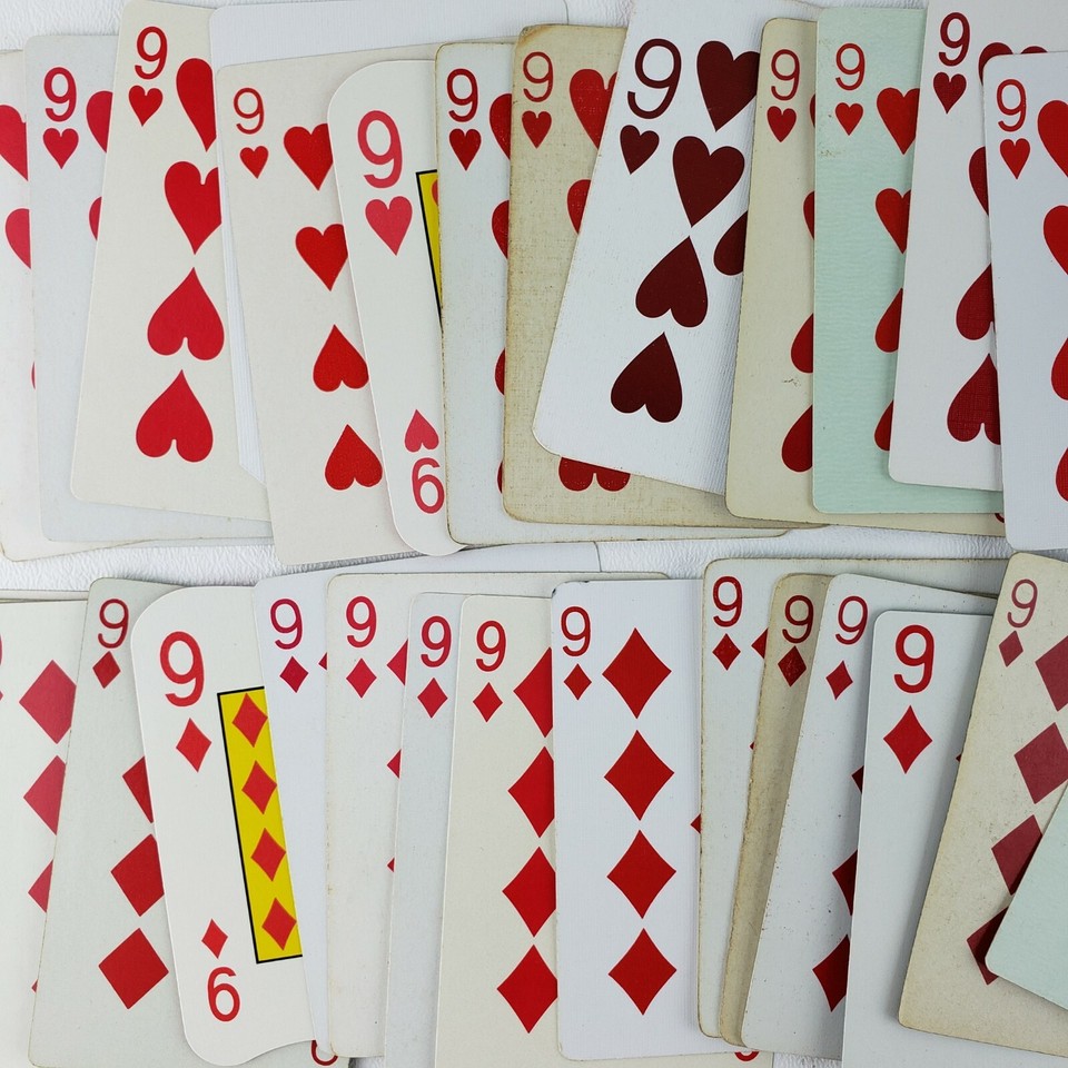 Playing Cards NINE [9] Lucky -Lot 100 -Junk Journal Smash Book Ephemera ...
