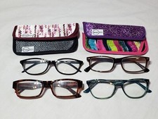 Lot of 4 Women's READING GLASSES Cases Assorted Strengths 1.00, 1.75, 2.00...