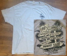 HIRD ISLAND Men's XL T Shirt Blue N Hall Marina Paradise Found 3 Salty Dawgs GA