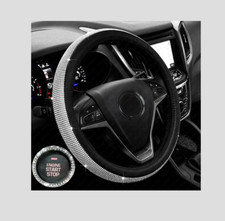 Black Leather White Diamond Luxury Crystal Steering Wheel Cover Car Gift