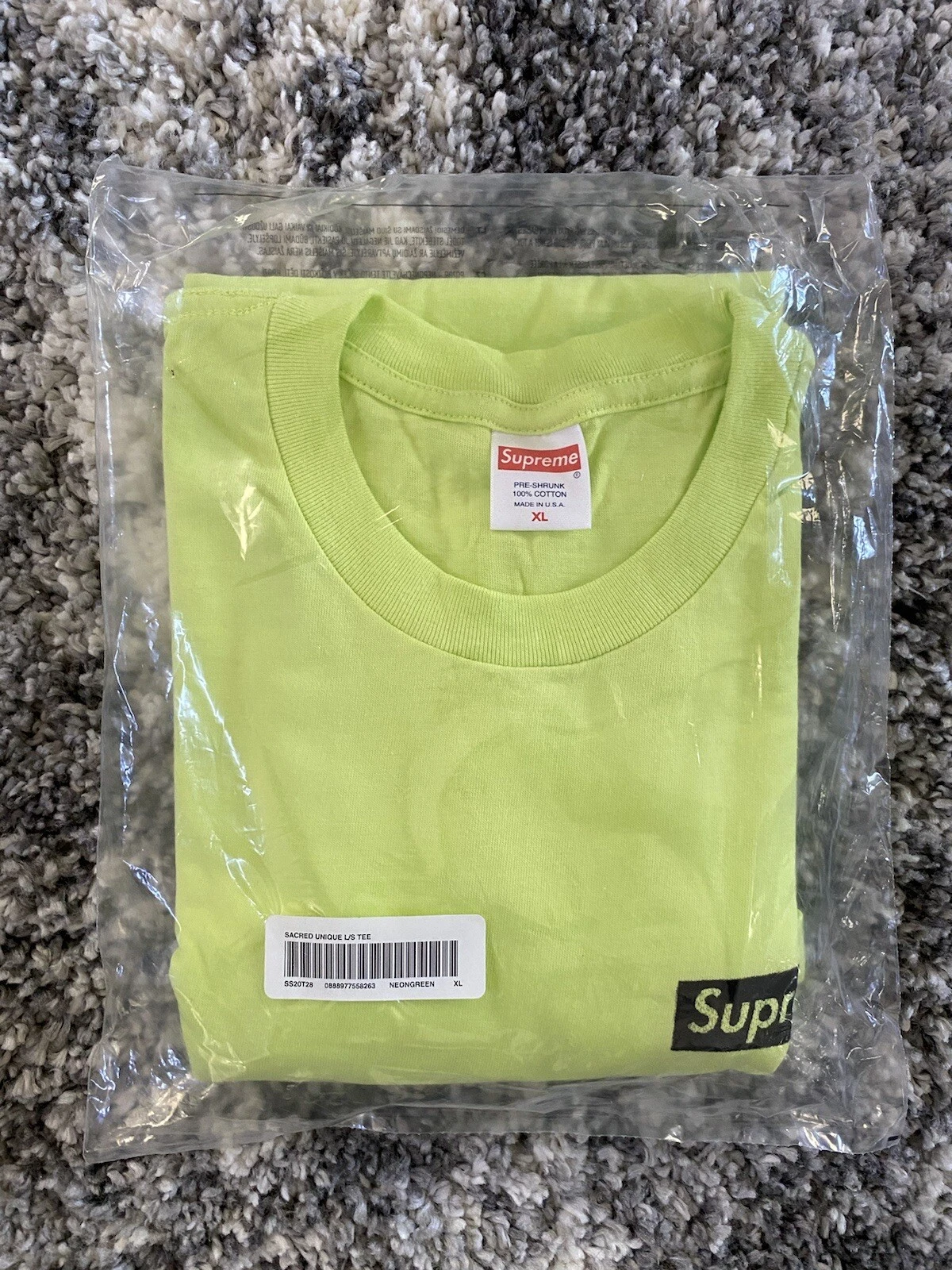 Tee shirt Supreme Sacred Unique L/S SS20T28 vert néon taille XL