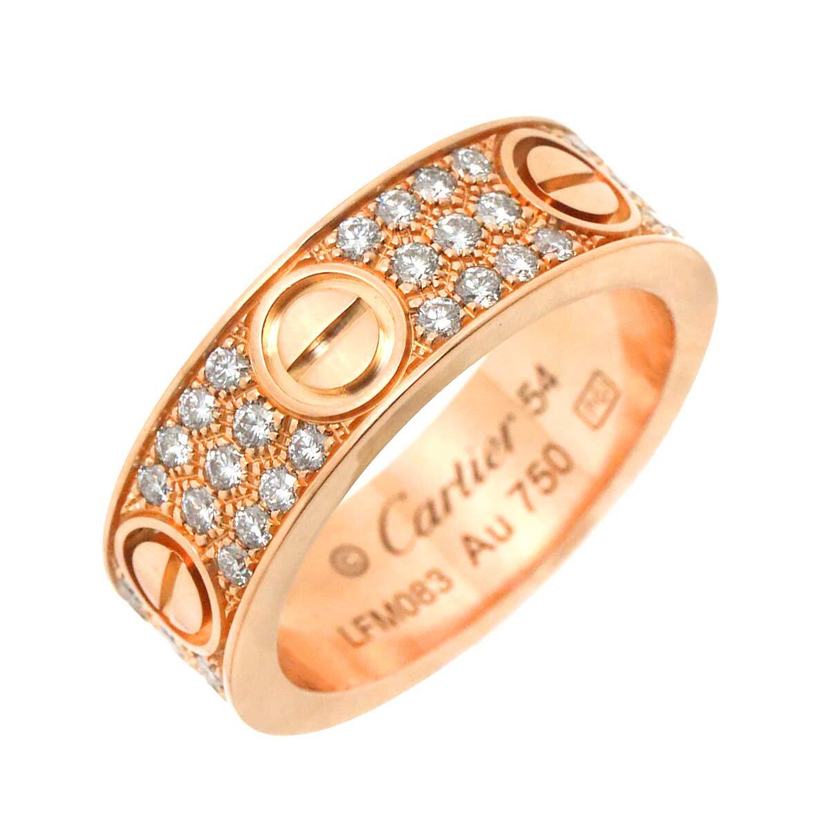 Cartier Love Ring Full Pave Diamond 18K PG 750 size54 6.25