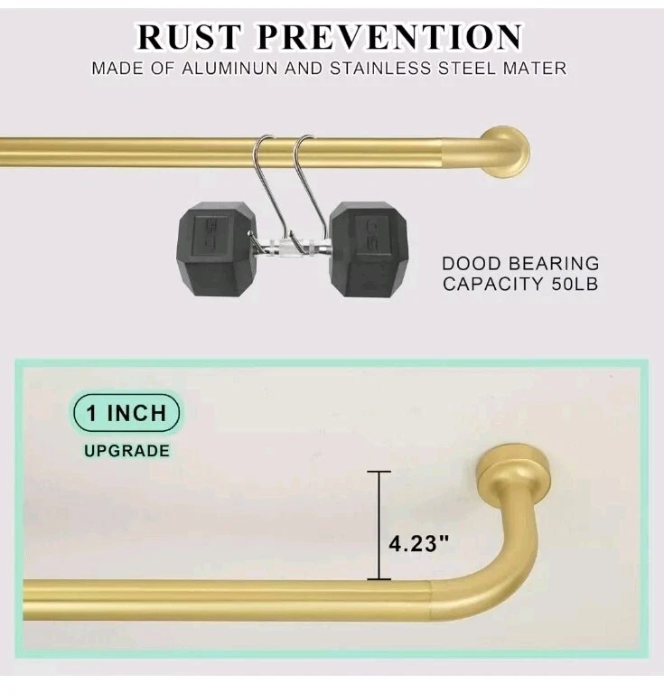 Barra de cortina para ventanas de 16 a 28 pulgadas, empalme interno de latón de 1 pulgada de 16-28" Foto 3 de 4