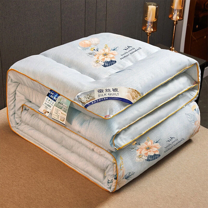 Edredón edredón de seda morera estampado floral edredón para dormir tamaño king queen  Foto 3 de 4