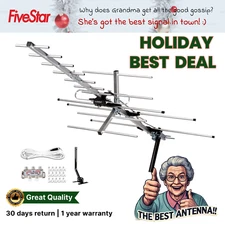 Big Sale Yagi HDTV Antenna 200 Mile Attic Roof Mount TV Antenna + Splitters