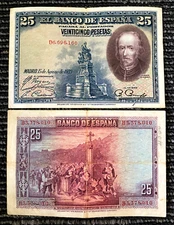 Spain 25 Pesetas 1928 Banknote World Paper Money Circulated