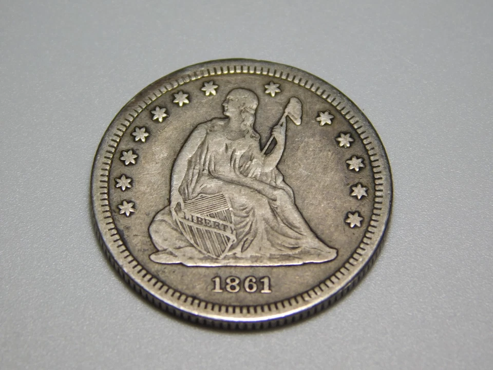 OLD US COINS 1861 SEATED LIBERTY SILVER QUARTER - Image 3 of 4