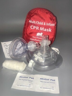 50 CPR mask Pocket Soft case w/Gloves - Adult, Child, W/ Separate for Infants