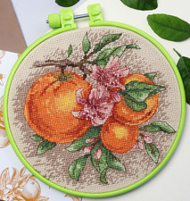 Kit point de croix compté oranges sur toile | Un cadeau parfait