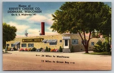 Steves Cheese CO US Highway 141 Natural Cheddar Denmark WI C1930 Postcard G9