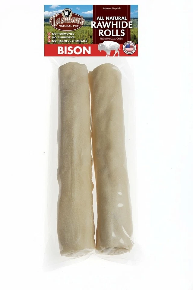 Rollos de cuero crudo American Buffalo Bison Premium - masticables 100 % naturales Foto 3 de 4