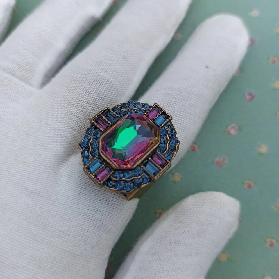 Anillo Michal Negrin Cóctel Macizo Azul Real Rosa y Cristal de Swarovski Aurora Foto 4 de 4