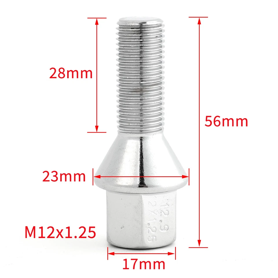 20x Car Wheel Bolts Lug Nut Stud M12x1.25 For Dodge Dart Jeep Cherokee Fiat 500X — 第 2/4 张图片