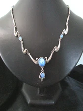 SWEET ROMANCE PEWTER STAR SAFFIRE NOVEAU NECKLACE NWTS! VINTAGE DISC PIECE HTF!