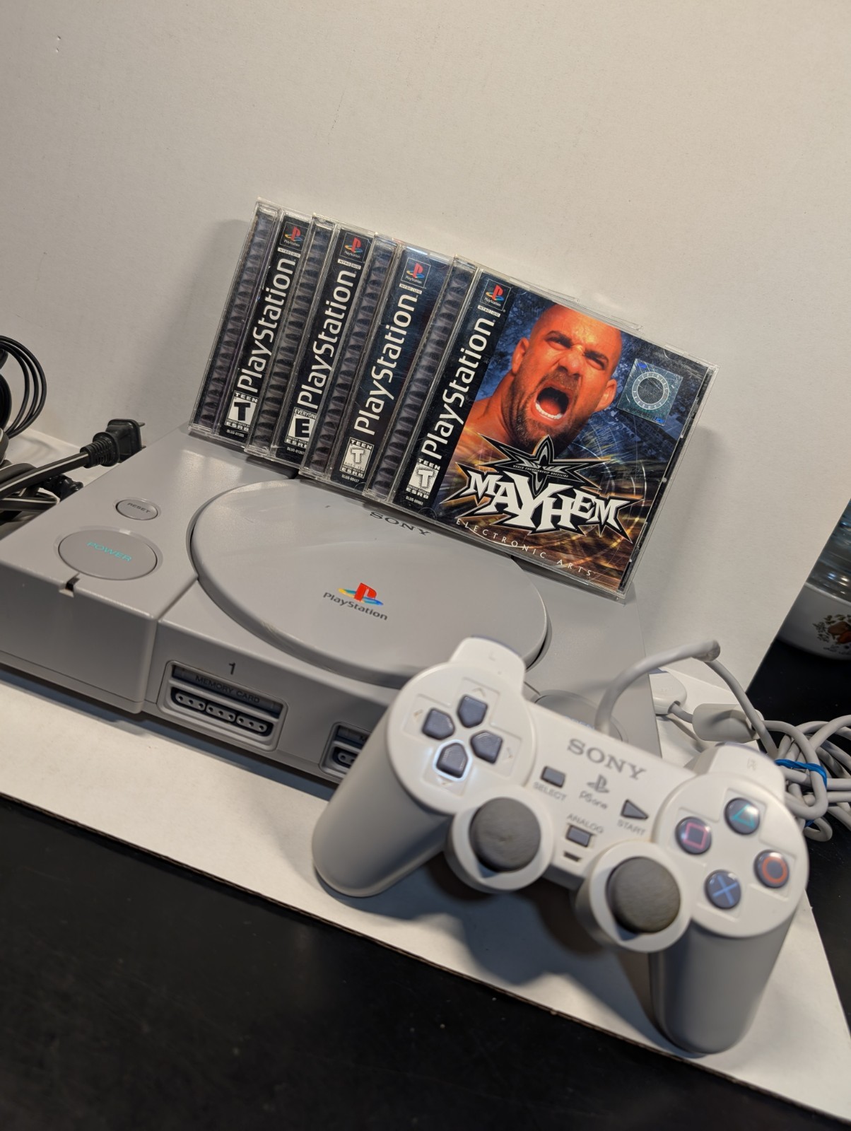 Sony PlayStation SCPH-9001 Console with 4 Games Controller Power Cord Tested Working