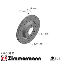 2X Zimmermann 440.3132.52 Bremsscheibe FüR Peugeot 308 LB LP LW LH L3 LC LJ LR
