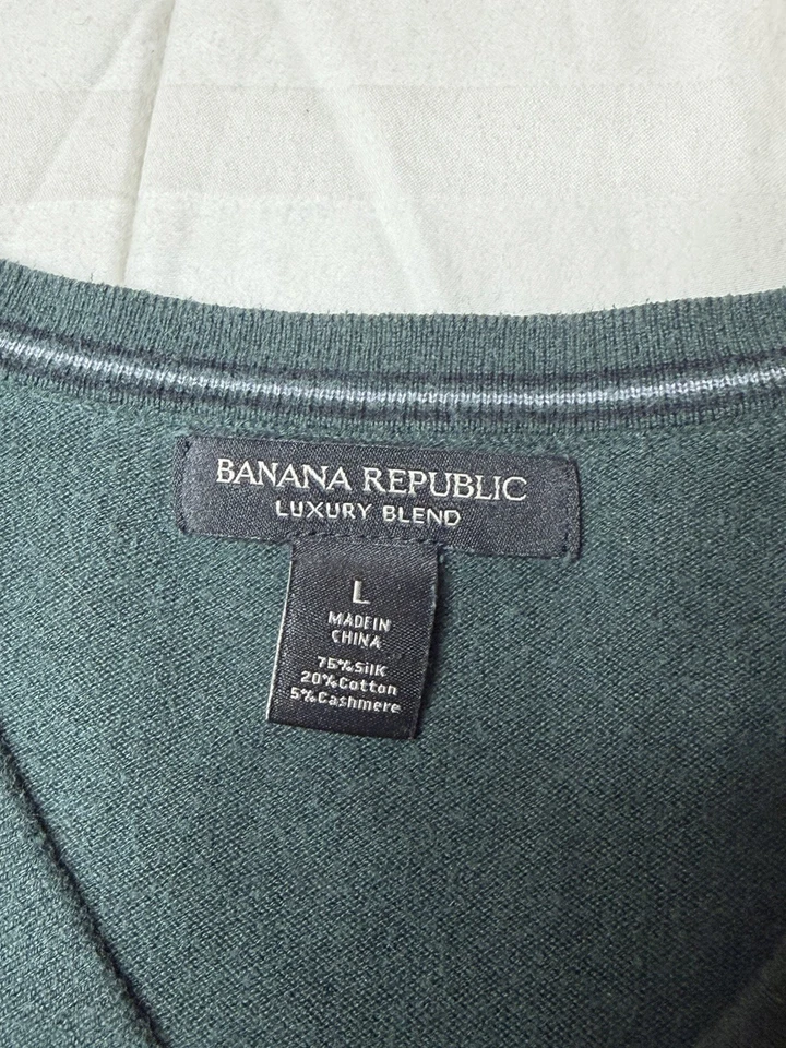 Suéter Banana Republic Feminino Luxo Mescla Seda Cashmere Verde Tamanho Grande - Imagem 3 de 4