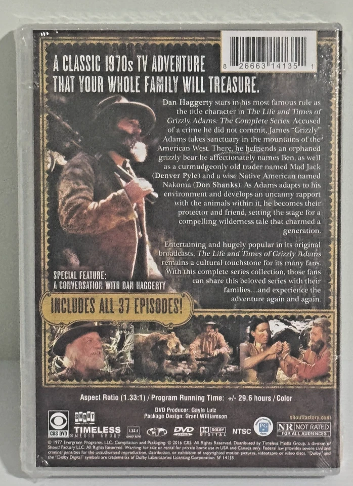 The LIFE and TIMES of GRIZZLY ADAMS COMPLETE SERIES 1977 DVD Boxset NEW & SEALED - Image 2 of 2