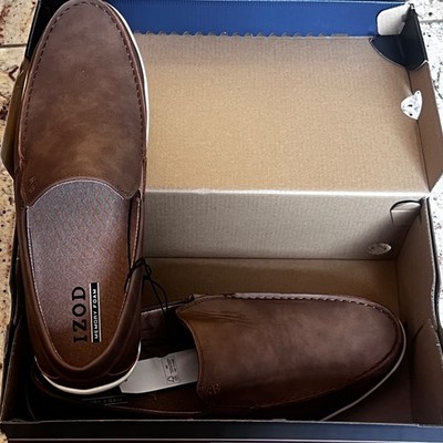 Izod Seapoint Men's 13 Slip On Memory Foam Insole Tan Brown Shoes Padded Collar