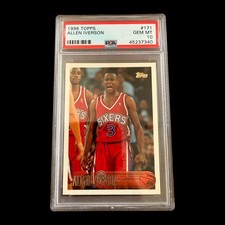 1996 Topps Allen Iverson #171 76ers RC Rookie Card Graded Gem Mint PSA 10