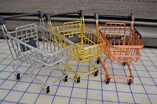 ExcelMark Mini Shopping Cart Set Metal Desk Organizer Copper Gold Silver