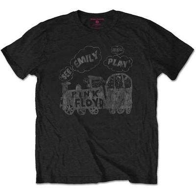 Pink Floyd T Shirt See Emily Play band logo Nue offiziell Herren distressed Size