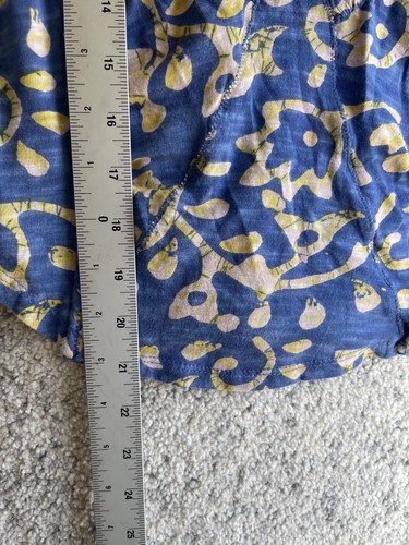Free People Top Womens Small Blue Yellow Boho Floral Peasant Sleeve 100% Cotton - Picture 3 of 6