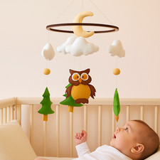 Woodland Owl Baby Mobile Felt Crib Nursery Decor Handmade Baby Shower Gift