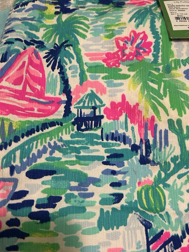 NWT Lilly Pulitzer Beaumont Shorts Mens  40 Pink Blue Salt In The Air Tropical