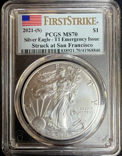 2021(S) $1 Silver Eagle T1 Emergency Is. San Francisco PCGS MS70 FirstStrike #16