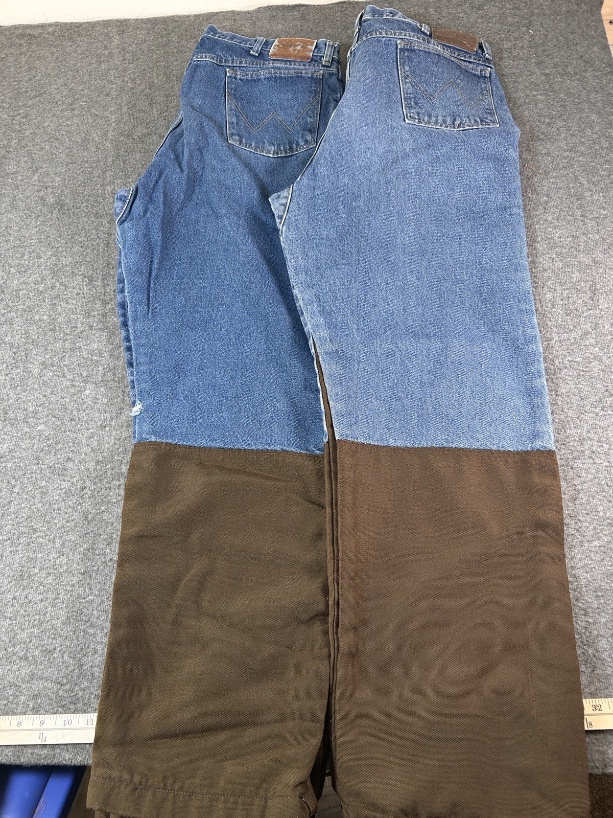 Pro Gear Blue Denim  Brown Canvas Mens Size 40x34 Brush Pant