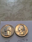 1953 1953 d Washington quarters. Au/ bu