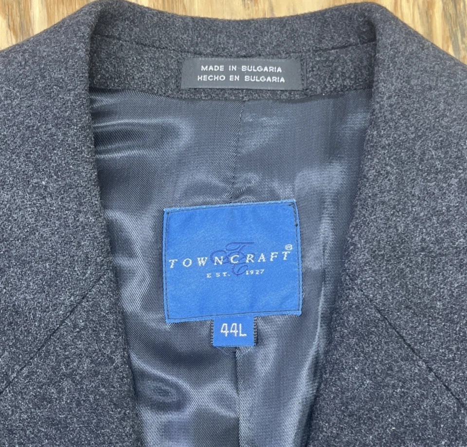 Abrigo Topcoat Vintage Towncraft 100% Lana 44L Gris Oscuro Para Hombre 44L Dinero Antiguo Foto 3 de 4