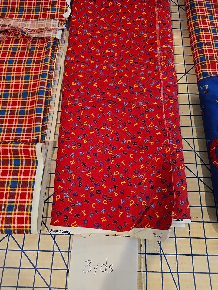 1997 Fabric Traditions Alphabet Double Border, Plaid And allover Print, 9.5... - Image 2 of 4