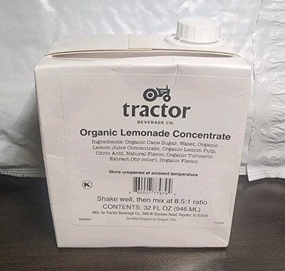 Tractor Beverage Co Organic Lemonade Concentrate 8.5:1 Beverage 32oz Box