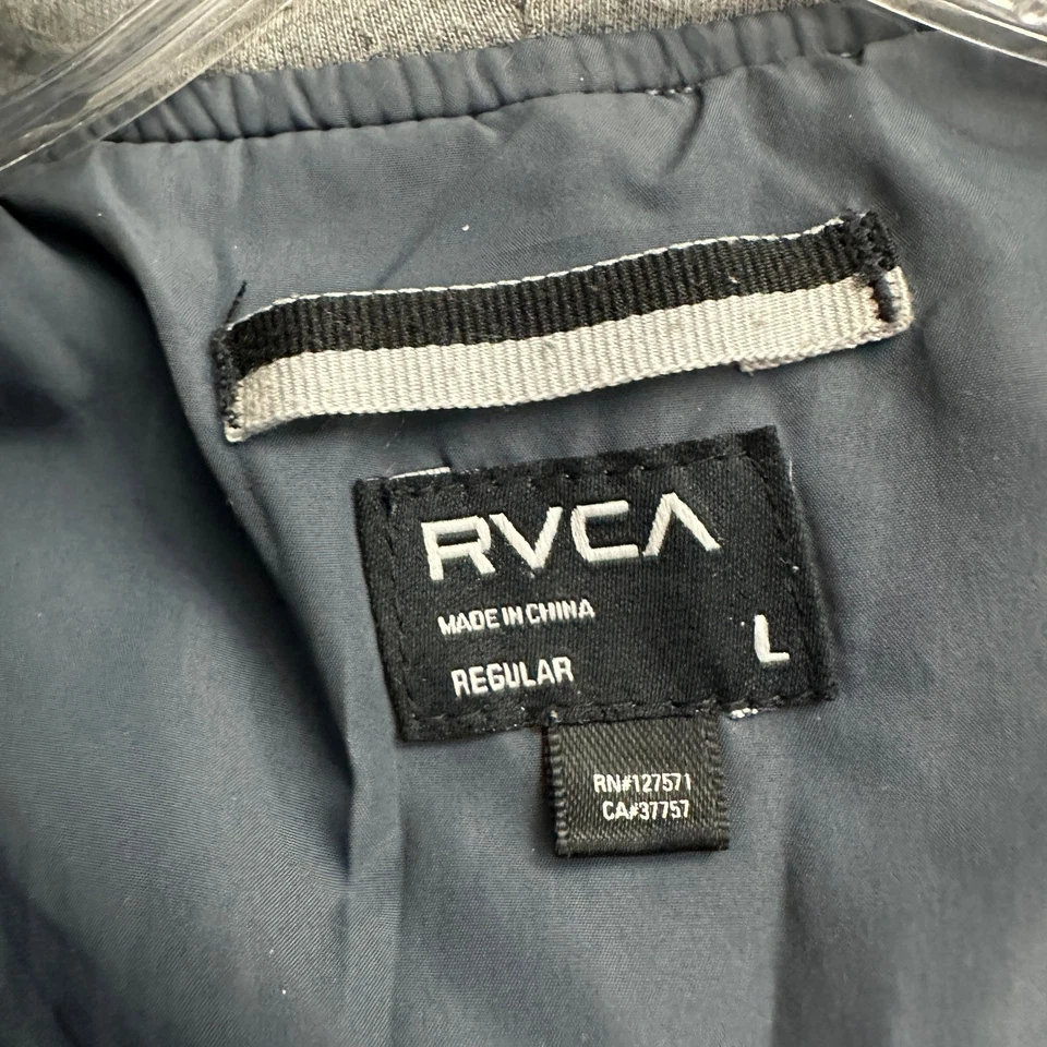RVCA Mens Jacket Size L Gray Hooded Quilted Hybrid Zip Up Streetwear Style - Image 3 of 4