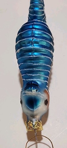 Addobbo albero di Natale cavalluccio marino glitter 5,5" Robert Stanley raro bellissimo blu - Foto 4 di 12