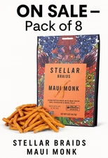 8-Pack Stellar Pretzel Braids Maui Monk 5oz | Vegan Snack Made in USA
