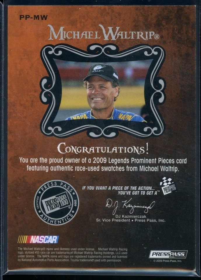 2009 Press Pass Legends Prominent Pieces Bronze #PPMW Michael Waltrip 041/150 - Image 2 of 2