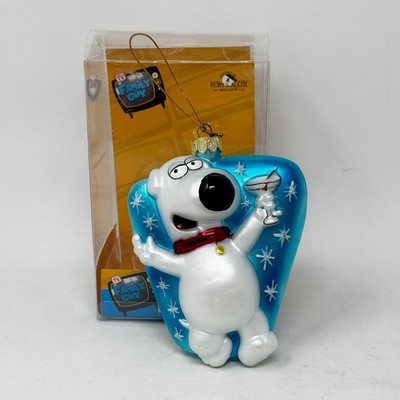 2005 Family Guy Brian the Dog  Nightcap Anyone  Ornament Kurt Adler Blue Glass