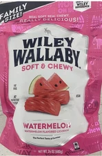 Wiley Wallaby FAMILY SIZE Soft & Chewy WATERMELON Australian Licorice 24 Oz Bag