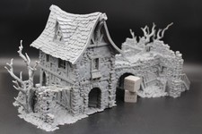 Tabletop Terrain Fantasy Estate Bridge House Ruin With Tree Dnd RPG wargame skir