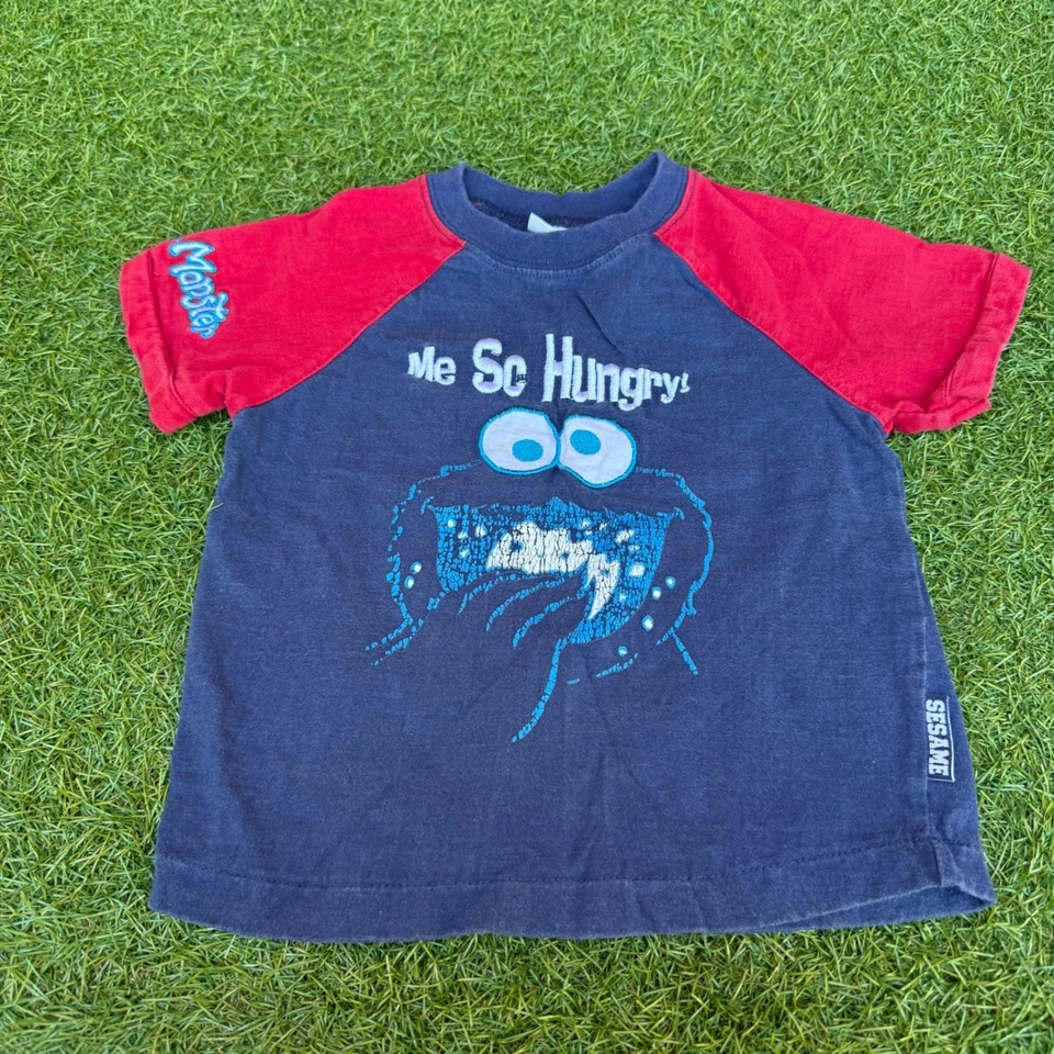 Camiseta para niños 2T Sesame Street Cookie Monster Me So Hungry Raglan Foto 4 de 4