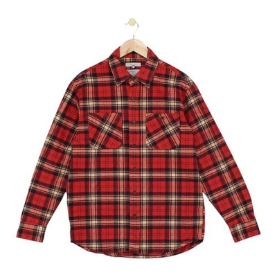 Nudie Jeans Filip Flanellhemd Herren Größe S rot kariert Regular Fit Baumwolle