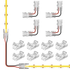 8pcs 2-Pin 8mm COB LED Strip to Wire Connector Unwired Clips Solderless Adapt...