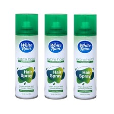 3 Pack White Rain Aerosol Hairspray Unscented Extra Hold 7.0Oz Each