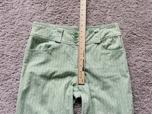 Cabi Womens Green Pattern Crop Pants Sz 4 Green & White Pattern Mid Rise - Picture 5 of 8