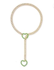 Heart O-ring Slip Chain Necklace For Women, Punk Gothic Cuban Necklace Green