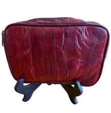 Vintage Eel Skin Burgundy Cosmetic Case Makeup Bag